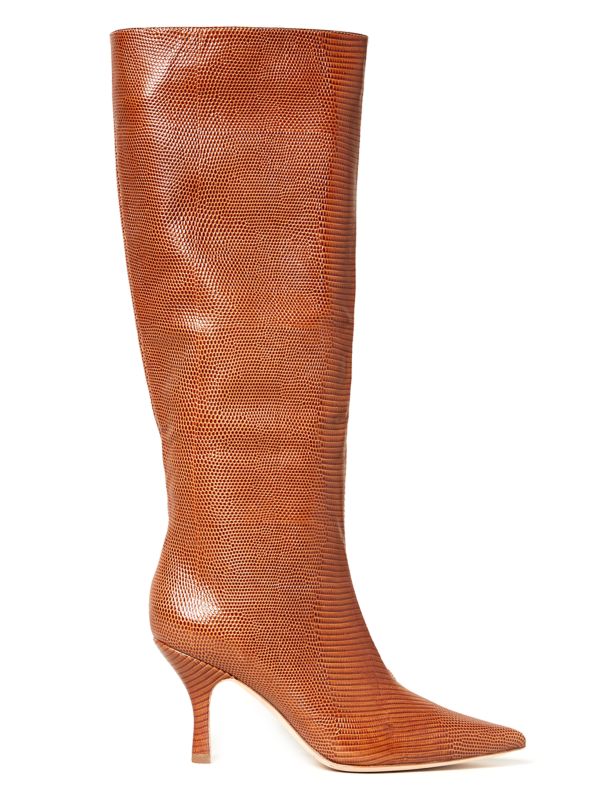 Loeffler Randall Whitney Lizard-Embossed Leather Knee High Boots